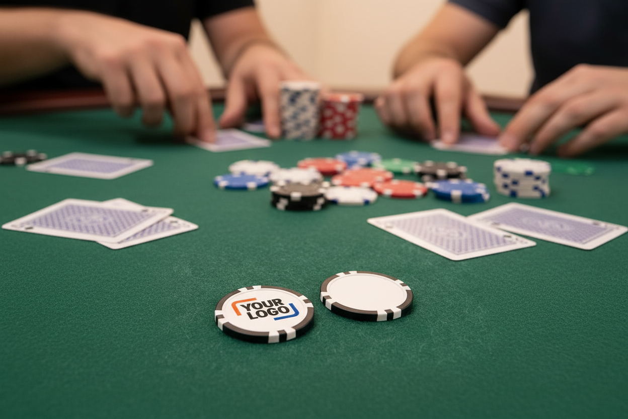 Custom UV Direct Printed Full Color Poker Chips – Personalize With Your Logo, Text, or Photo (8-Stripe)