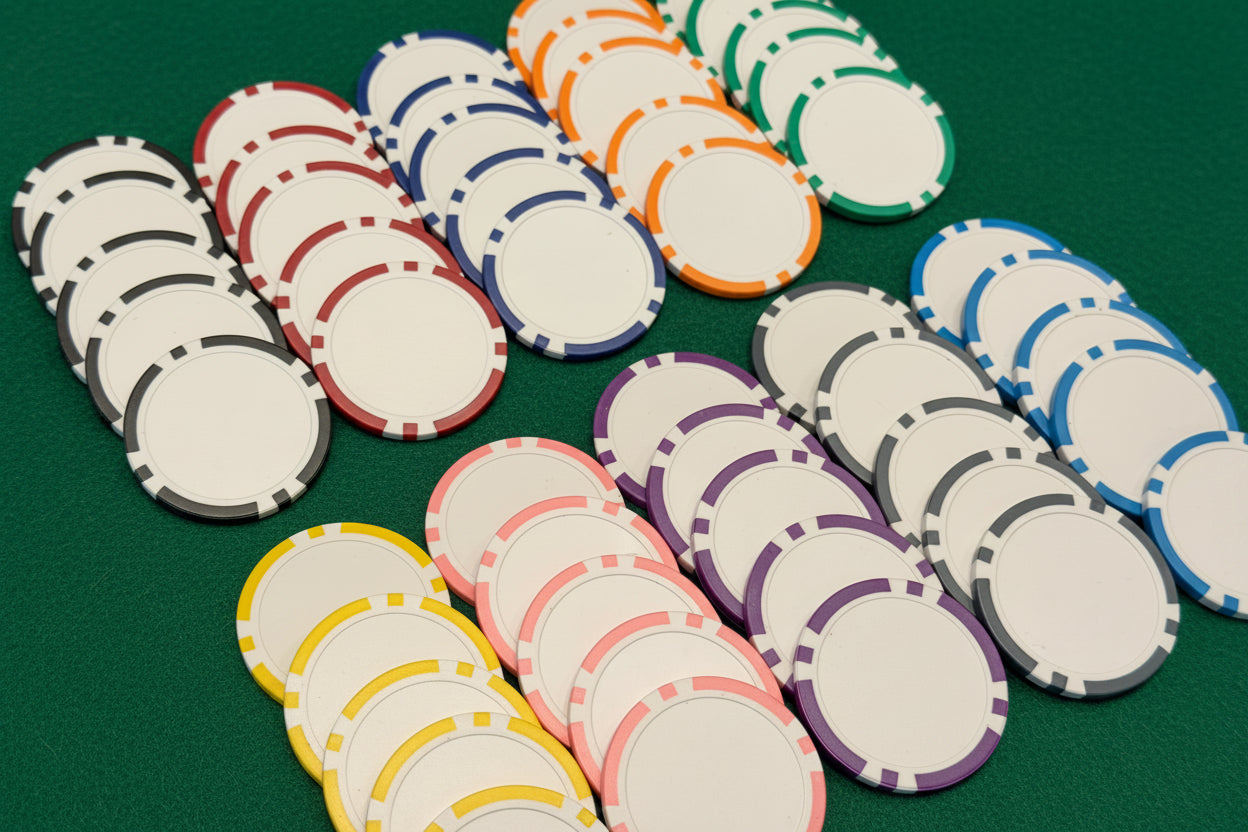 Custom UV Direct Printed Full Color Poker Chips – Personalize With Your Logo, Text, or Photo (8-Stripe)