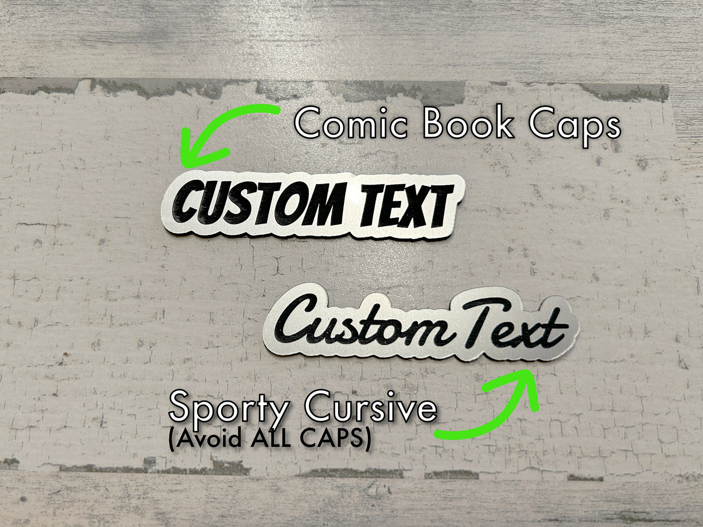 Custom Engraved Car Name Badge: Brushed Silver Acrylic Emblem