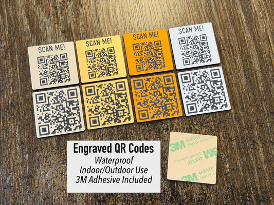 Engraved QR Code Peel and Stick – Business, WiFi, Website Customization