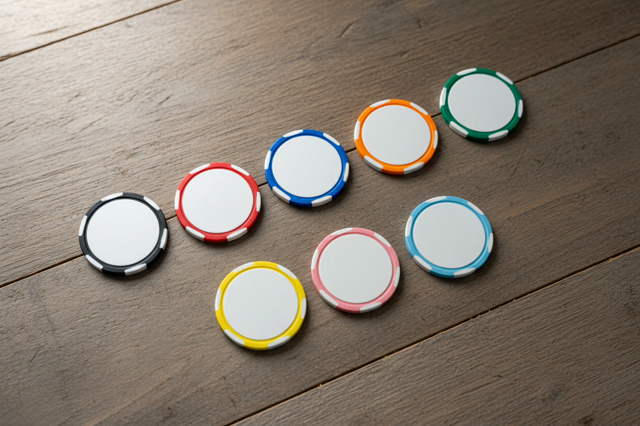 Custom UV Direct Printed Full Color Poker Chips – Personalize With Your Logo, Text, or Photo (6-Stripe)