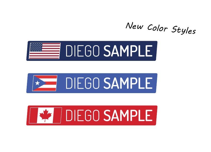 Modern Style Bike Name Stickers: Waterproof Vinyl Decals with Flag