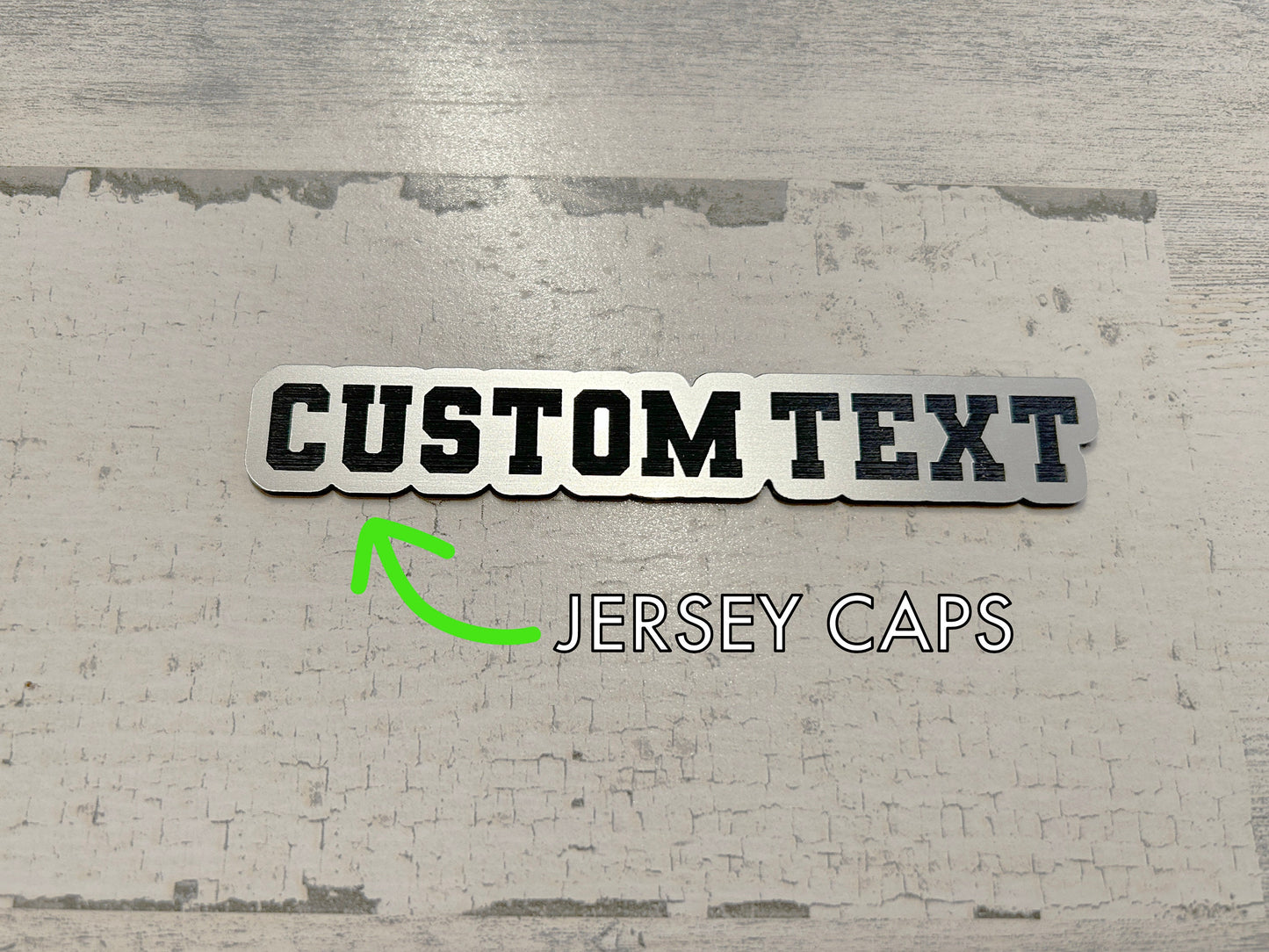 Custom Engraved Car Name Badge: Brushed Silver Acrylic Emblem