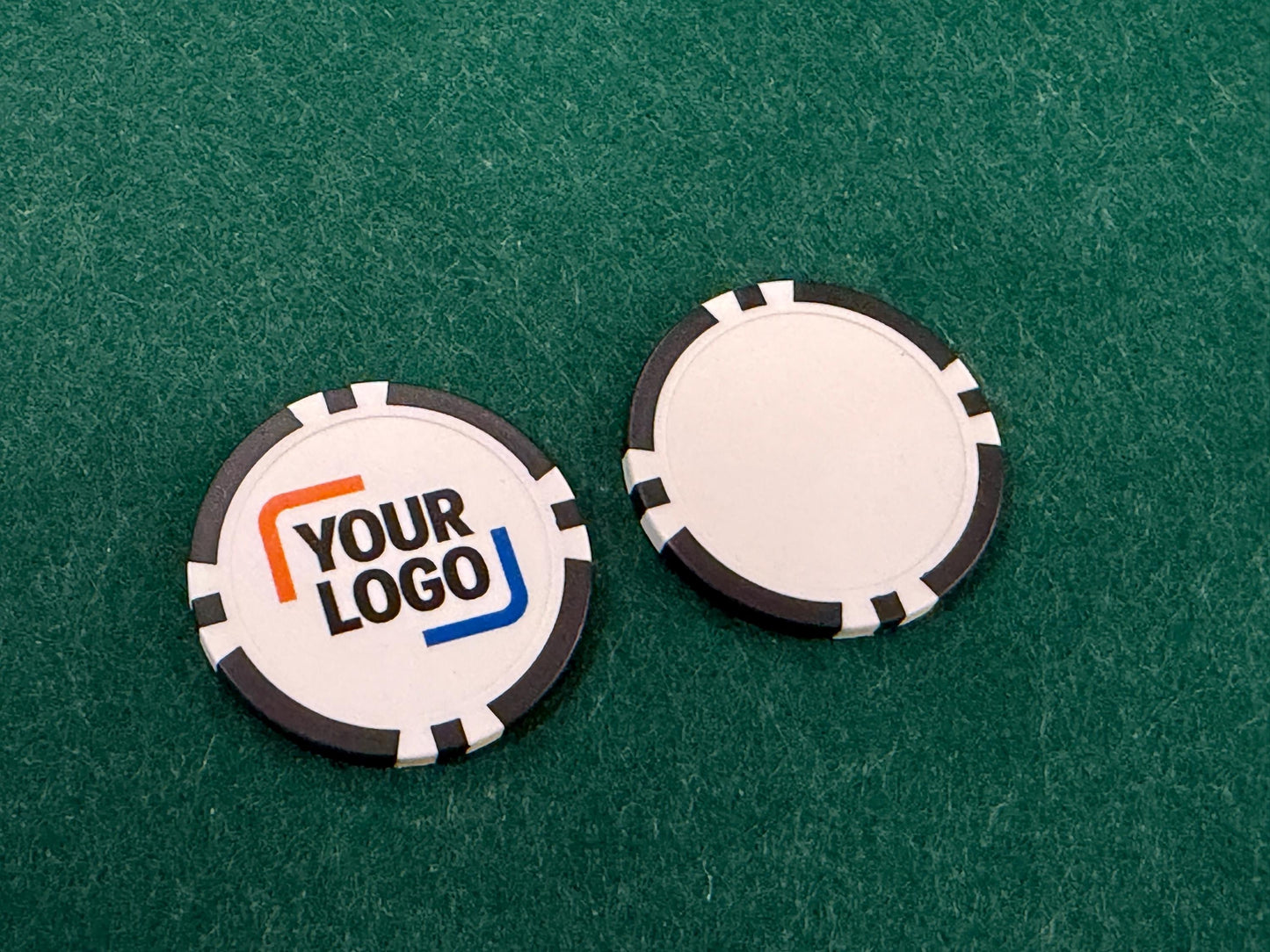 Custom UV Direct Printed Full Color Poker Chips – Personalize With Your Logo, Text, or Photo (8-Stripe)