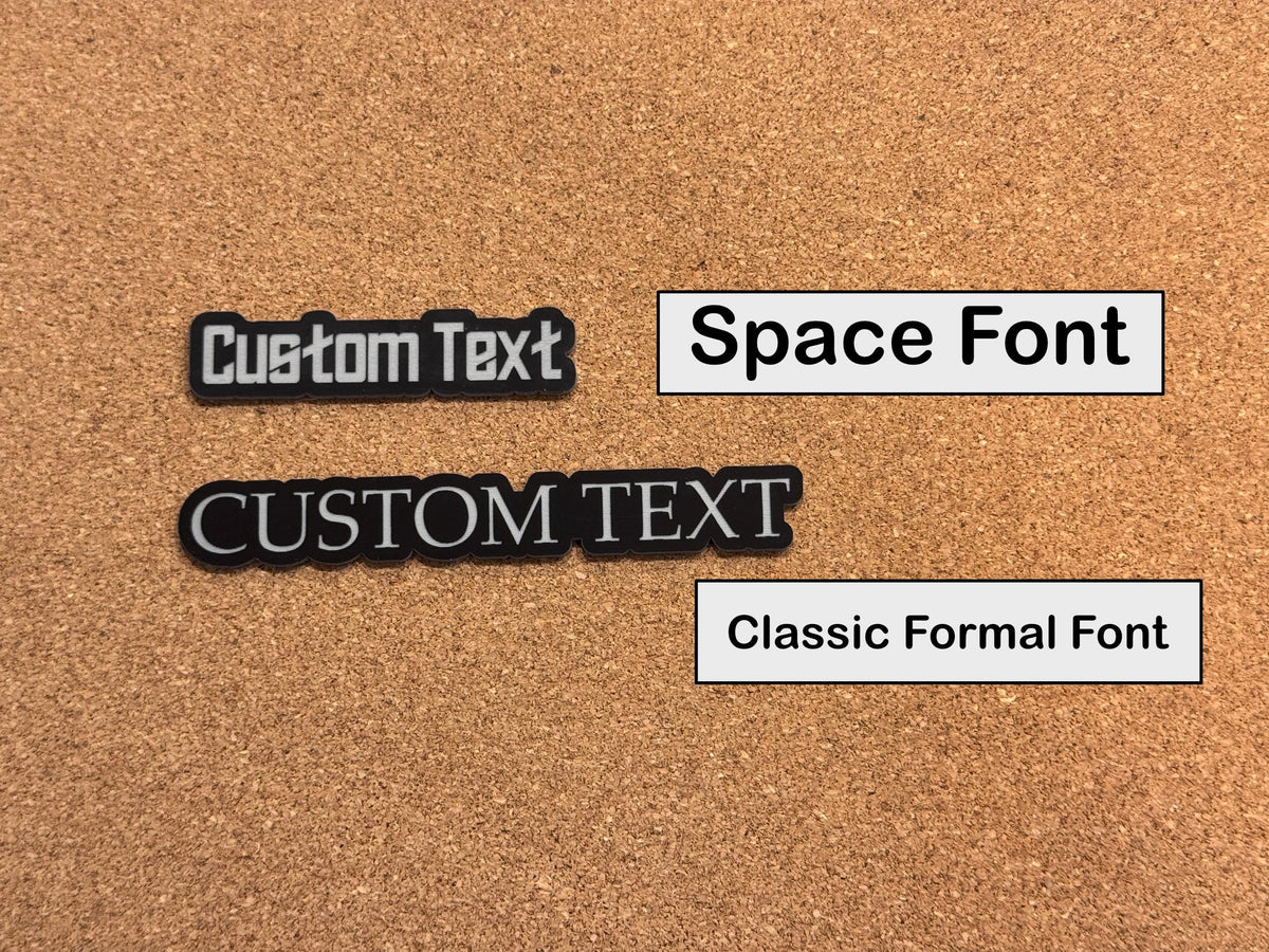 Car name emblem font and sizing options
