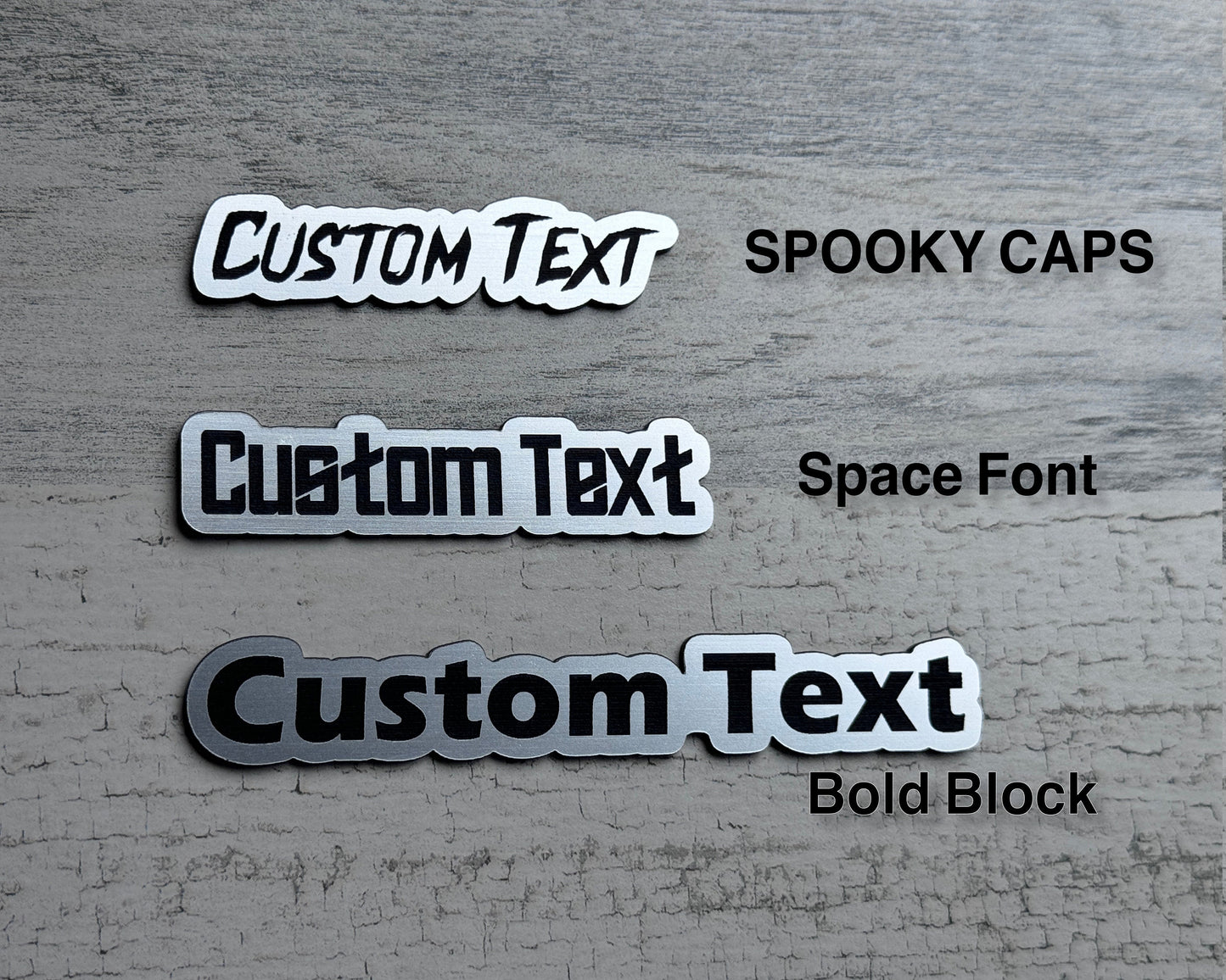 Custom Engraved Car Name Badge: Brushed Silver Acrylic Emblem